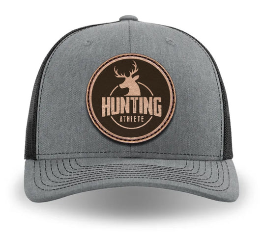 Hunting Athlete Classic Trucker Hat – Grey/Black with Leather Patch